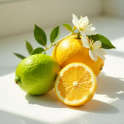 Lemon and olive blossom representing the olfactory notes of the perfume.