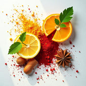 Lemon, mandarin and saffron represent the olfactory notes of the perfume.