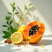 Lemon, papaya and walnut represent the olfactory notes of the perfume.