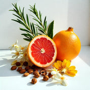 Grapefruit, rosemary and nargos represent the olfactory notes of the perfume.