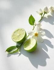 Lime, jasmine and white rose represent the olfactory notes of the perfume.