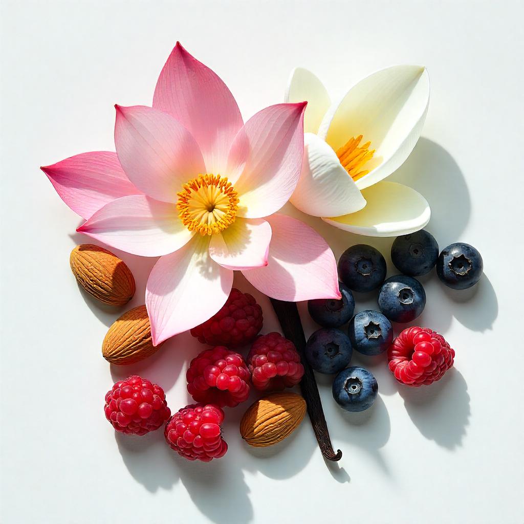 Freesia, almond, blackberry and raspberry represent the olfactory notes of the perfume.