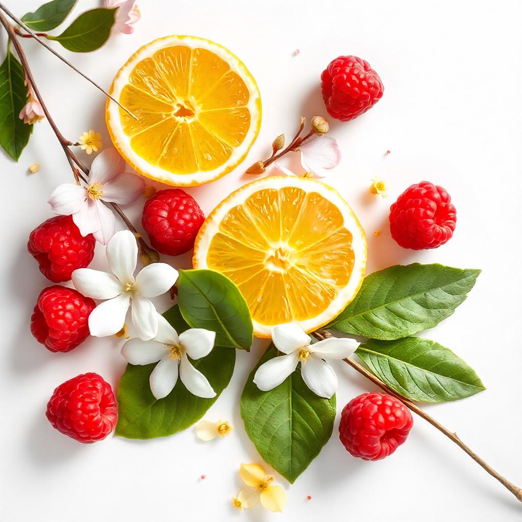 Lemon, raspberry and jasmine represent the olfactory notes of the perfume.