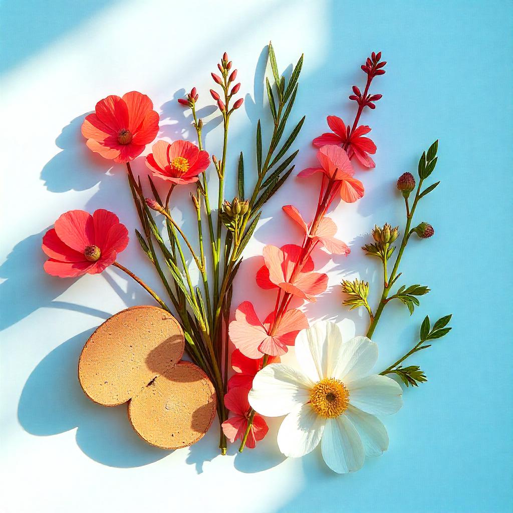 Hyacinth, nasturtium and cedar representing the olfactory notes of the perfume.