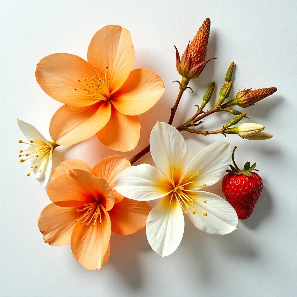 Jasmine, orange blossom and strawberry represent the olfactory notes of the perfume.