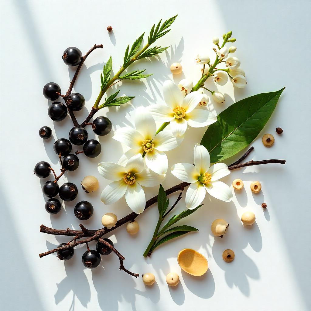 Jasmine and black currants represent the olfactory notes of the perfume.