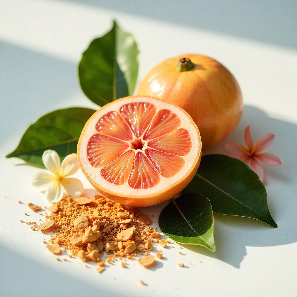 Grapefruit, mandarin and laurel leaves represent the olfactory notes of the perfume.