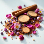 Woody trunks, rose petals and cinnamon on nutmeg represent the olfactory notes of the perfume. 