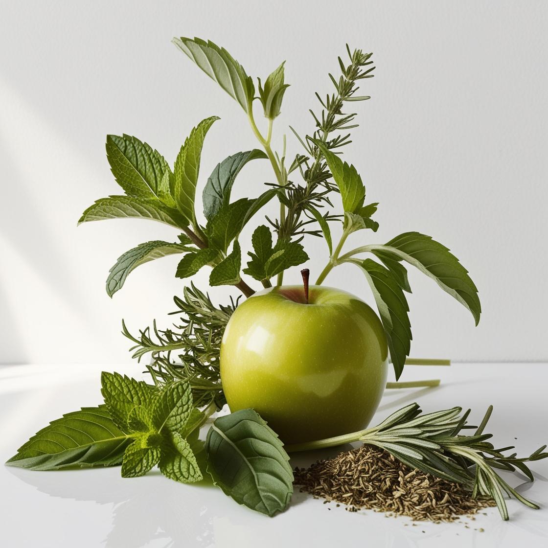 Apple, basil, mint and coriander represent the olfactory notes of the perfume.