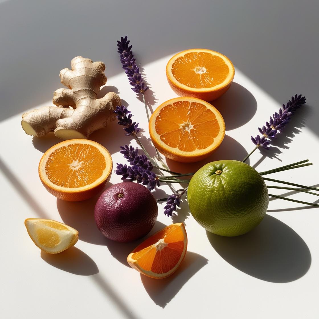 Mandarin, ginger and lavender represent the olfactory notes of the perfume.