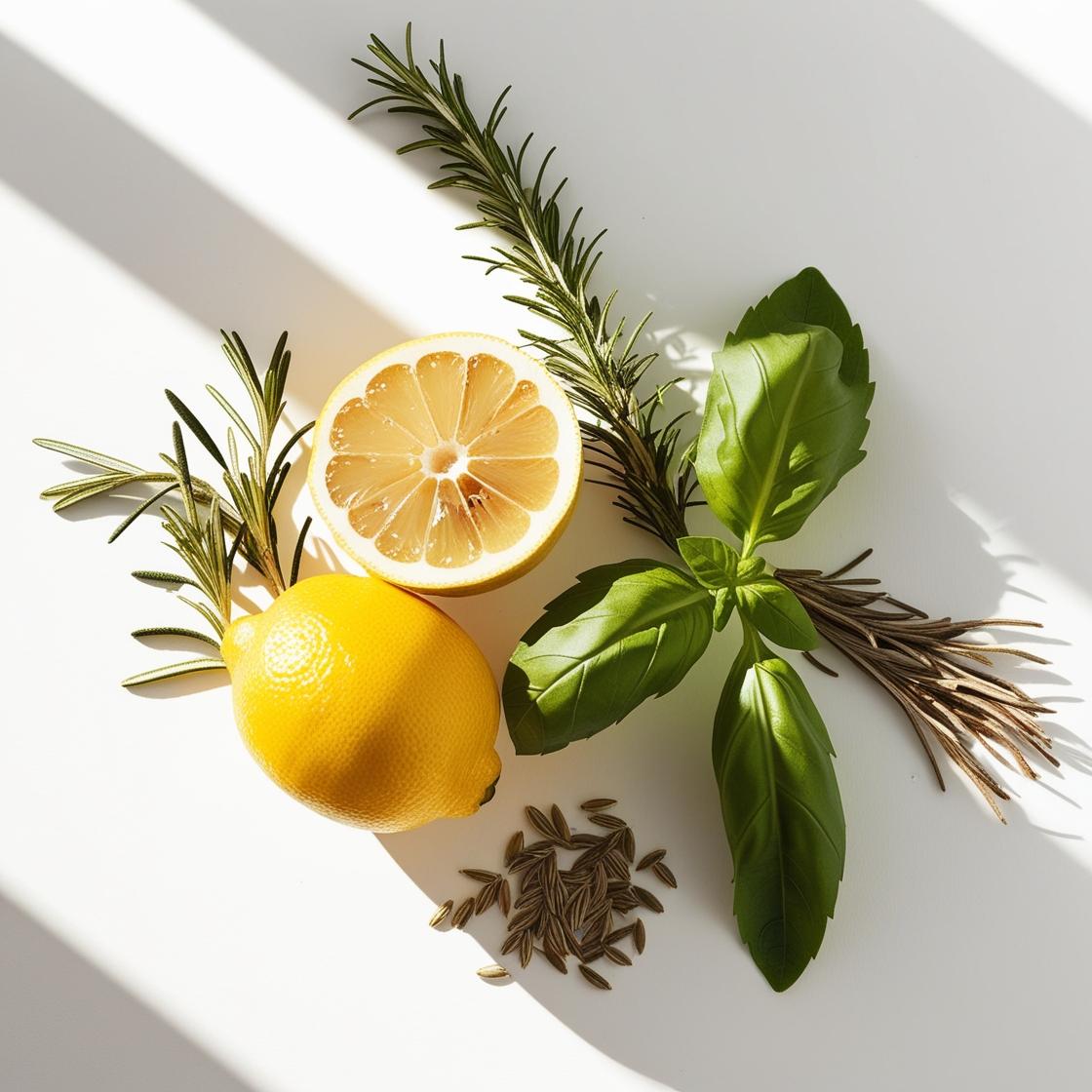 Lemon, rosemary, basil and bergamot represent the olfactory notes of the perfume.