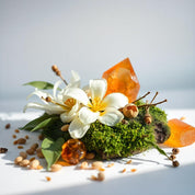 Jasmine, amber and moss represent the olfactory notes of the perfume.