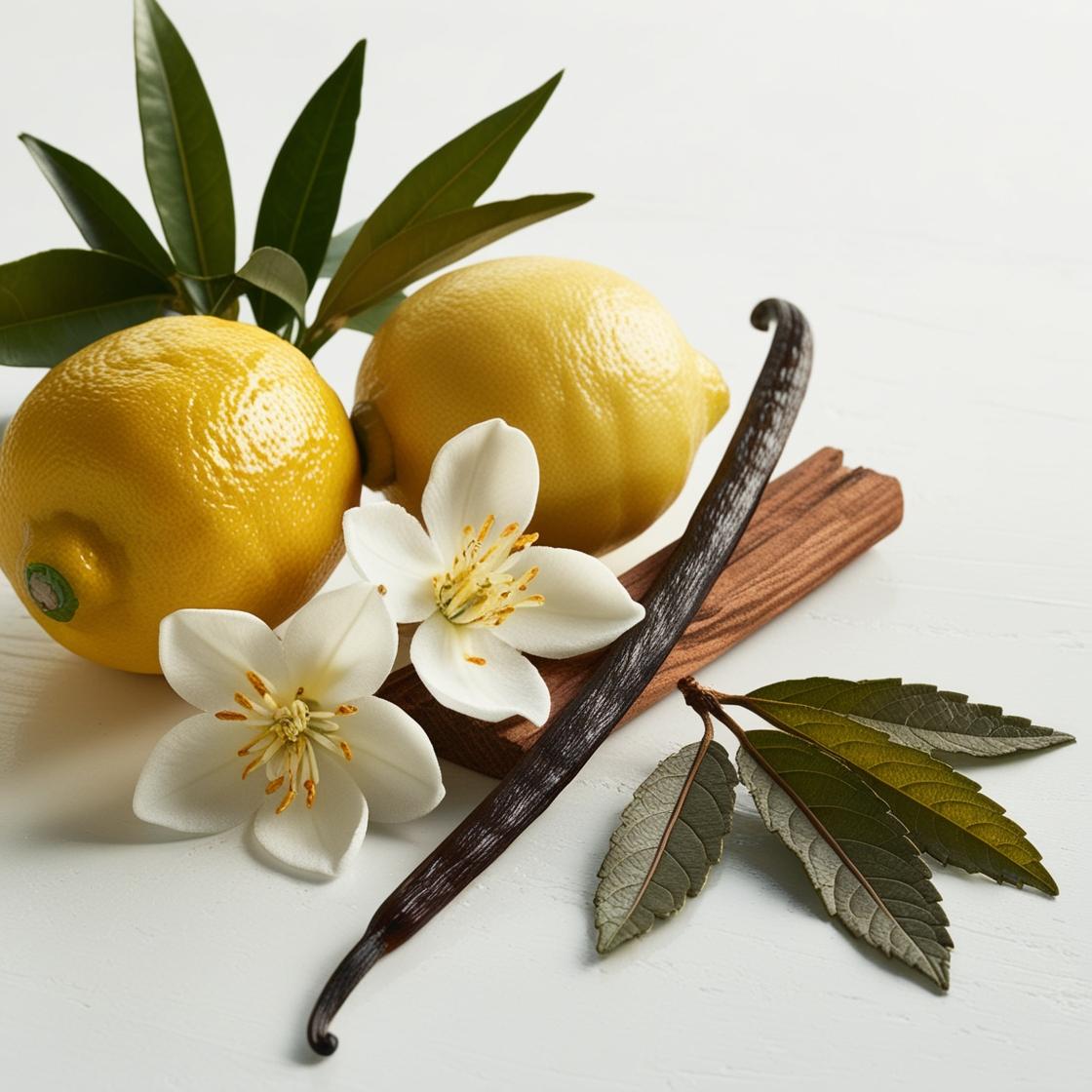 Lemon, cedar and vanilla represent the olfactory notes of the perfume.