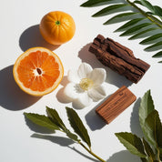 Orange, wood and white quaba flower represent the olfactory notes of the perfume.