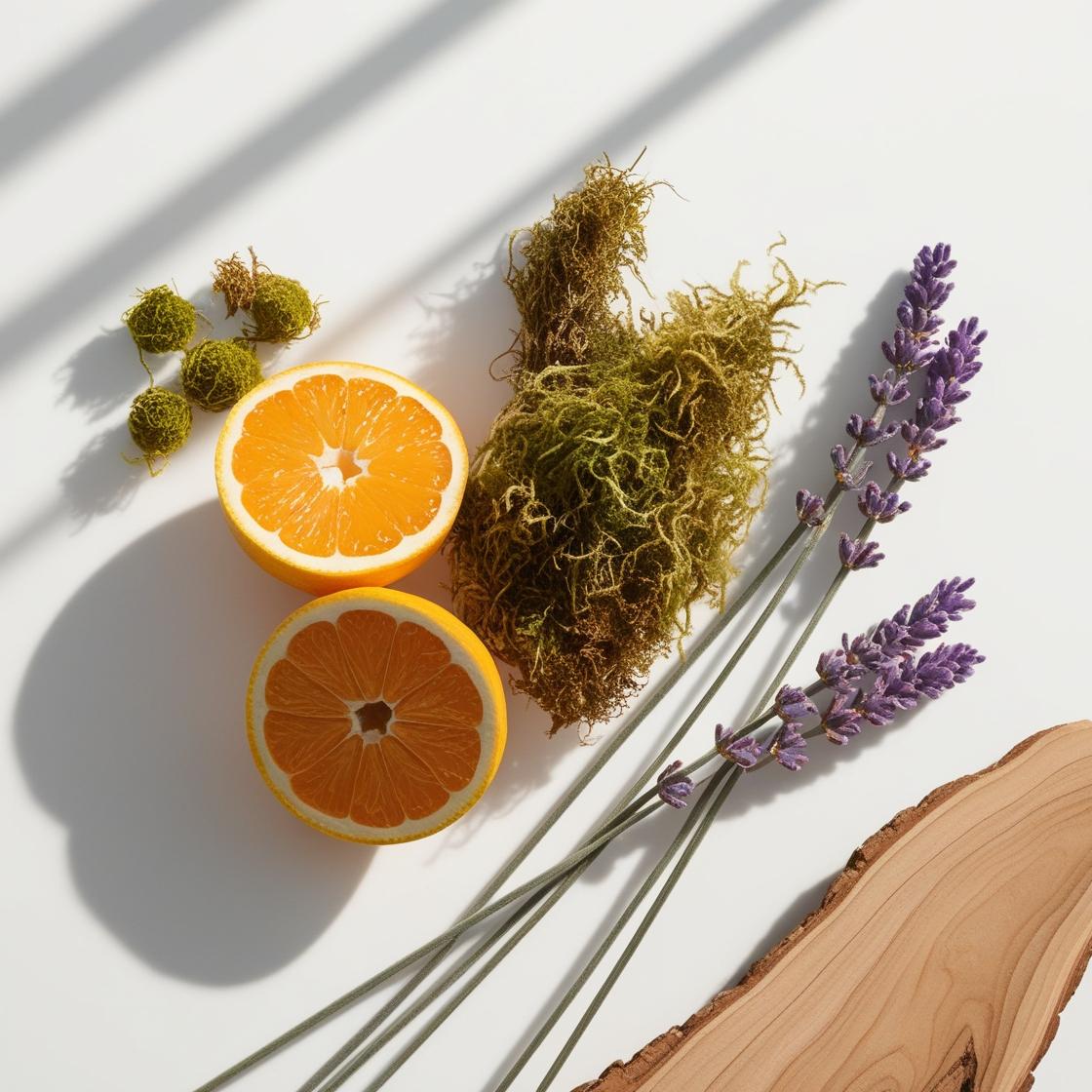 Moss, grapefruit, wood and lavender represent the olfactory notes of the perfume.