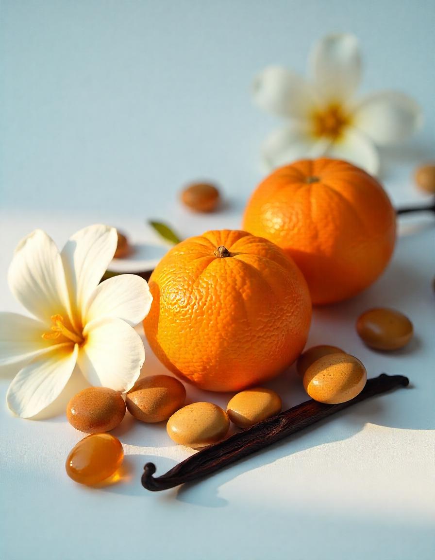 Mandarin, jasmine, amber and vanilla represent the olfactory notes of the perfume.