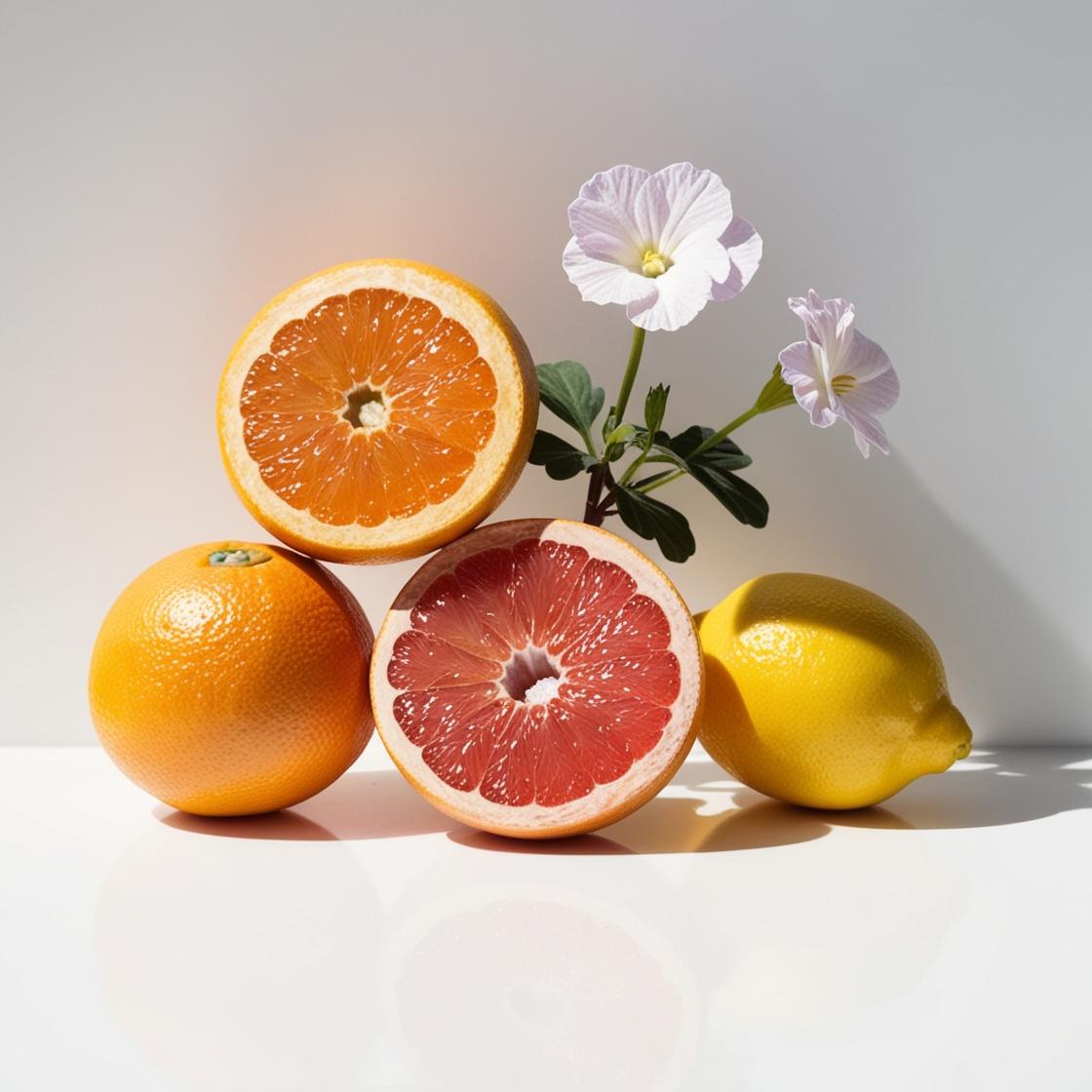 Grapefruit, geranium and lemon represent the olfactory notes of the perfume.