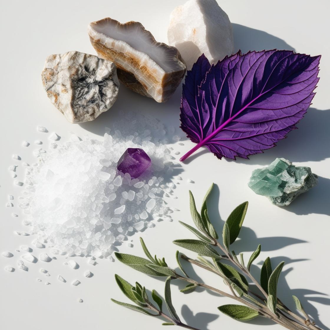 Minerals, violet leaves, sage and salt represent the olfactory notes of the perfume.