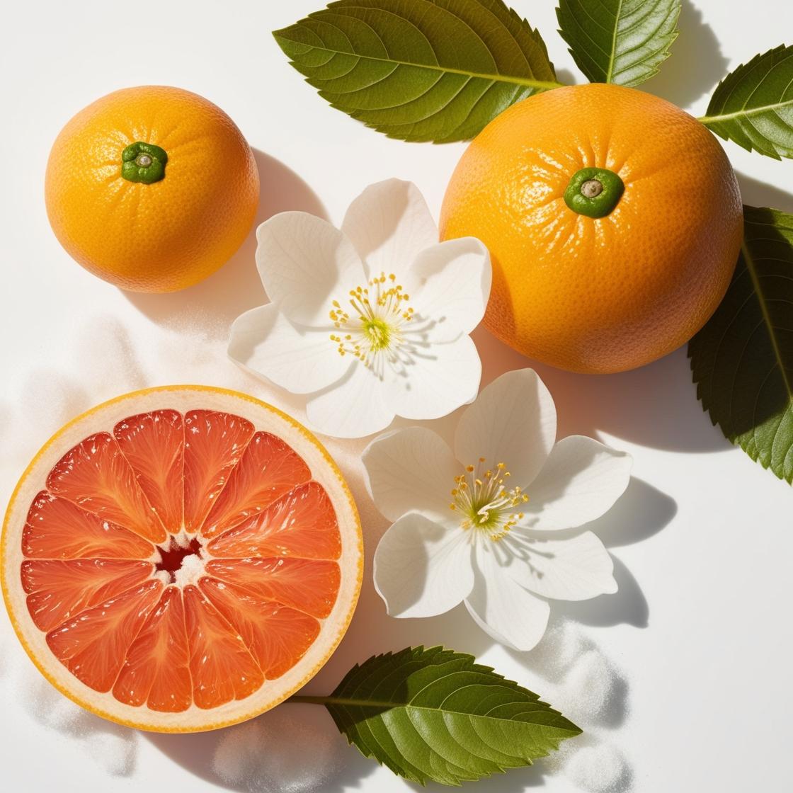 Grapefruit and white musk represent the olfactory notes of the perfume.