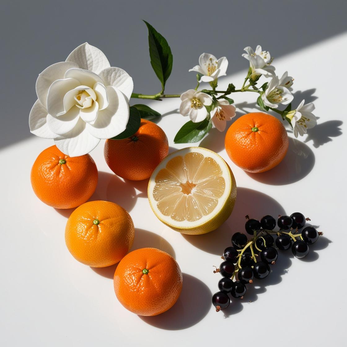 Mandarin, lemon, lotus flower and blackcurrant represent the olfactory notes of the perfume.