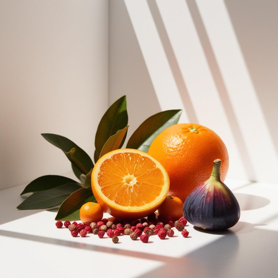 Mandarin, fig and pink pepper represent the olfactory notes of the perfume.