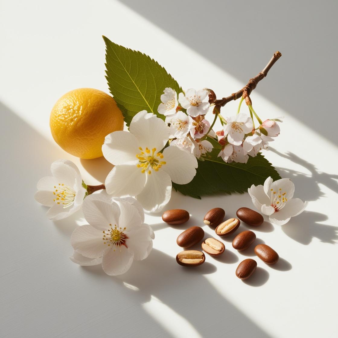 Cherry blossom and tonka bean represent the olfactory notes of the perfume.