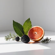 Grapefruit, bay leaf and blackberry represent the olfactory notes of the perfume.