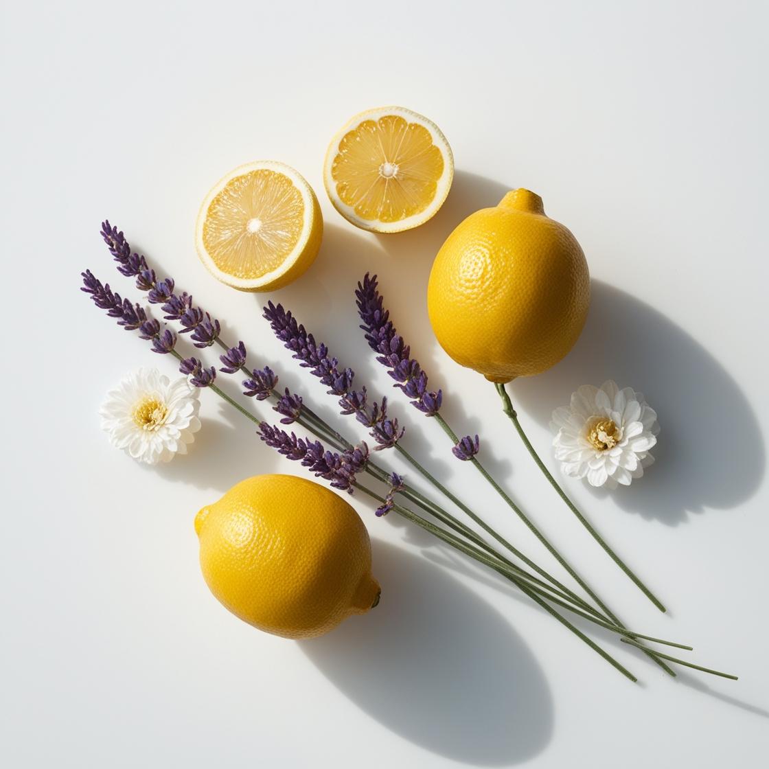 Lemon, lavender and jasmine represent the olfactory notes of the perfume.