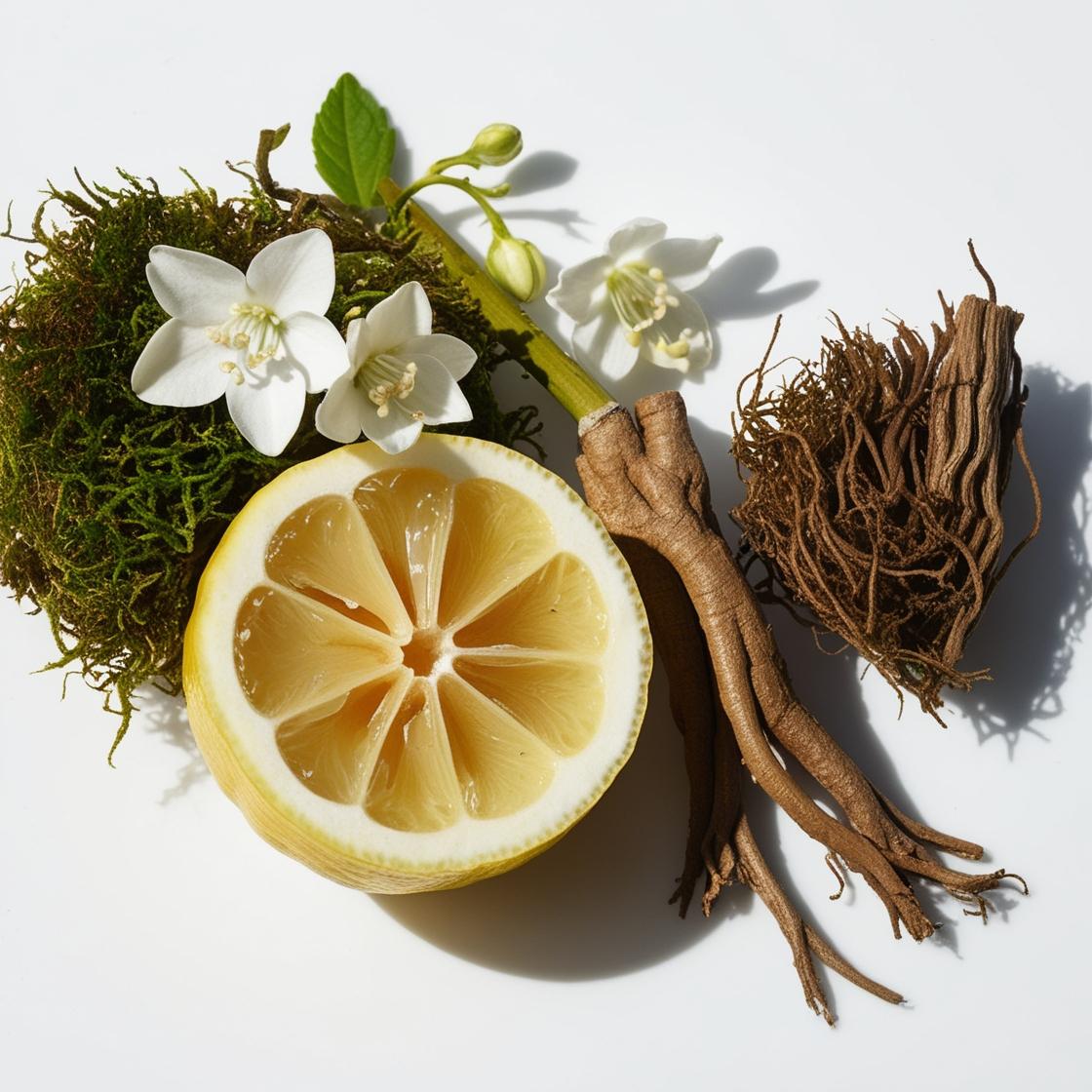 Lemon, moss and jasmine represent the olfactory notes of the perfume.