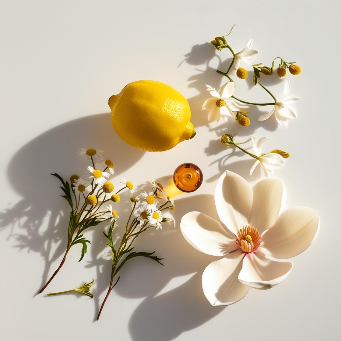 Lemon, jasmine and amber represent the olfactory notes of the perfume.