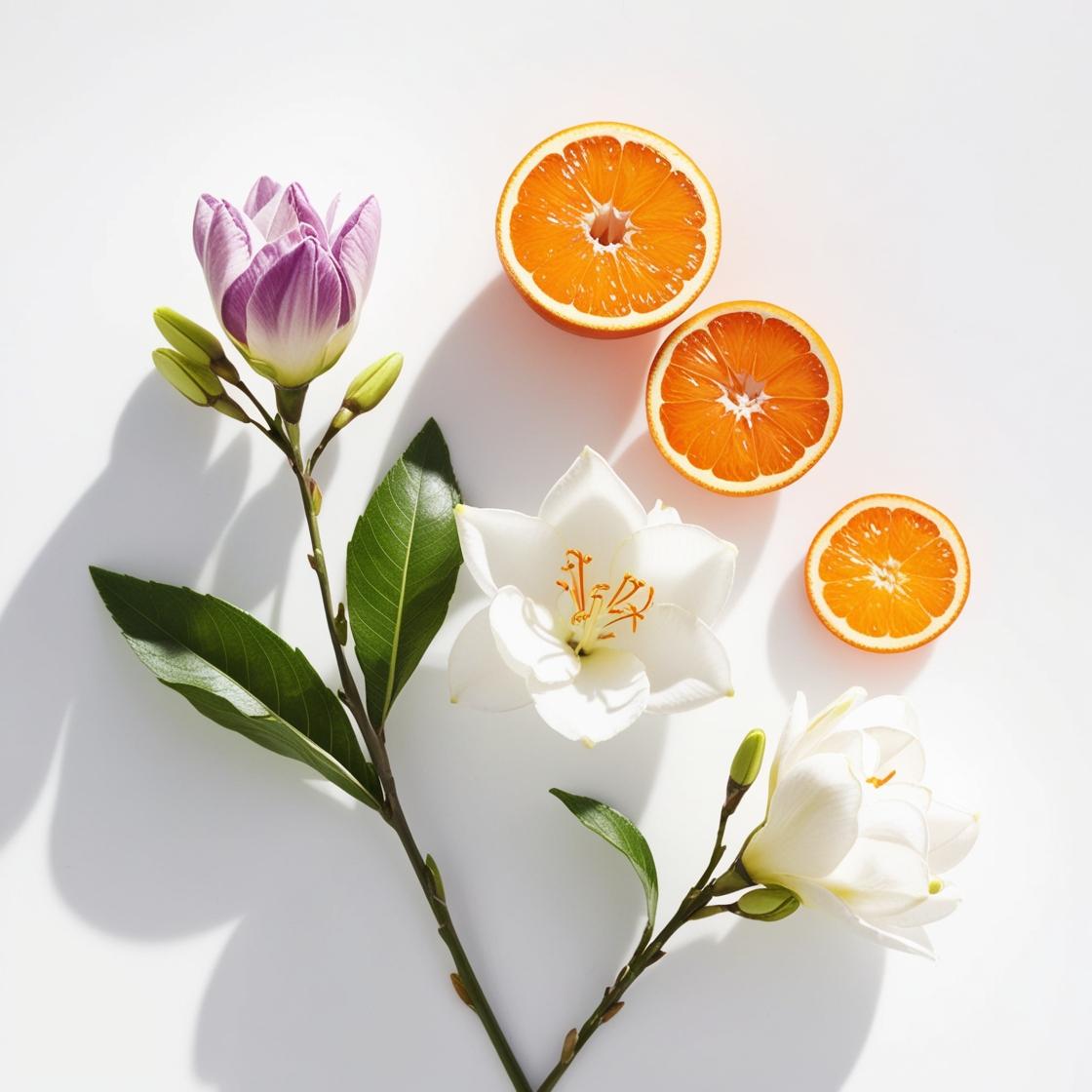 Mandarin, orange blossom and rose represent the olfactory notes of the perfume.