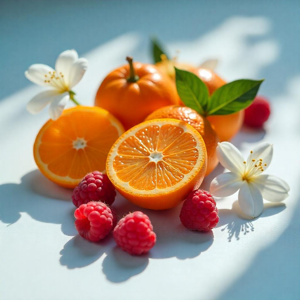 Raspberry, jasmine and mandarin represent the olfactory notes of the perfume.