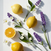 Lavender, lemon and lily represent the olfactory notes of the perfume.