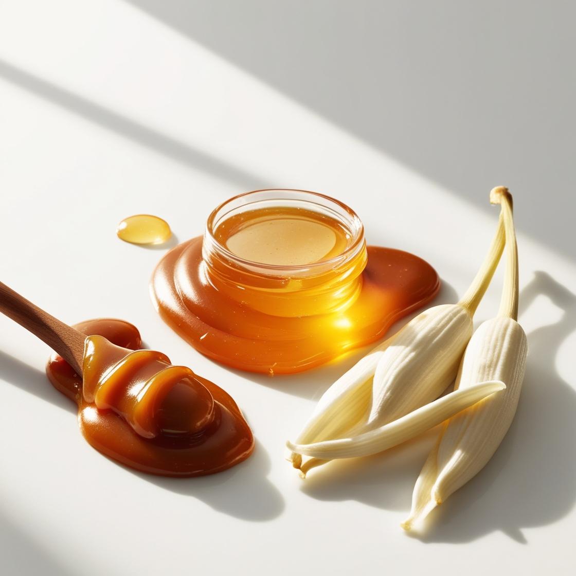 Caramel, honey and white musk represent the olfactory notes of the perfume.