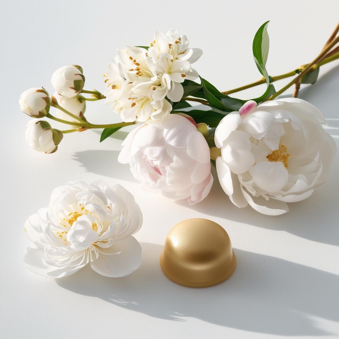 Peony, petit grain and neroli represent the olfactory notes of the perfume.