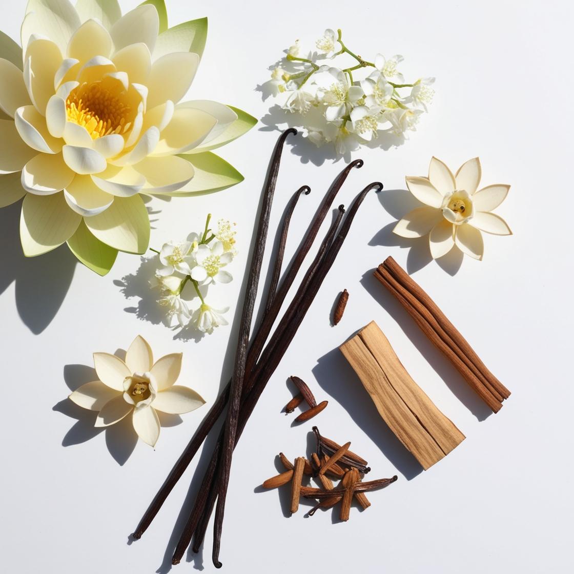 Lotus flower, jasmine and vanilla represent the olfactory notes of the perfume.