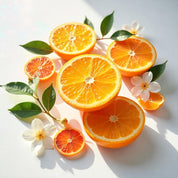 Mandarin, orange and jasmine represent the olfactory notes of the perfume.